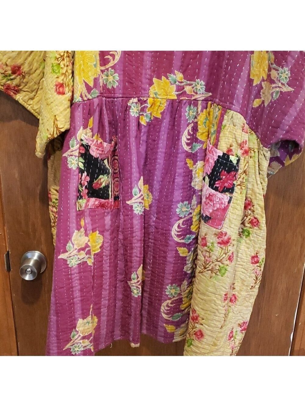 Floral Kantha Babydoll Style Patchwork Dress - Picture 7 of 10